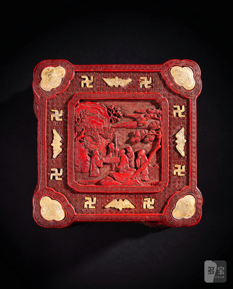 清十八 / 十九世紀 剔紅嵌鎏金御製詩三層蓋盒 - 图9